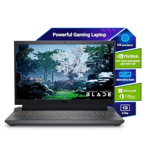 Dell G15-5520 Gaming Laptop, Intel i5-12500H/8GB DDR5/512GB SSD/Win 11 + MSO’21/NVIDIA RTX 3050 (4GB GDDR6)/15.6″ (39.62cm)